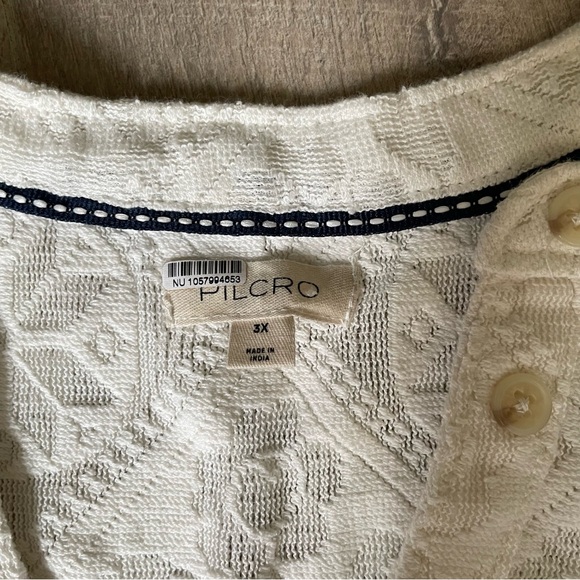 Anthropologie The Aly Puff-Sleeve Blouse by Pilcro 3X Cottage Western Lace Top - Picture 4 of 5